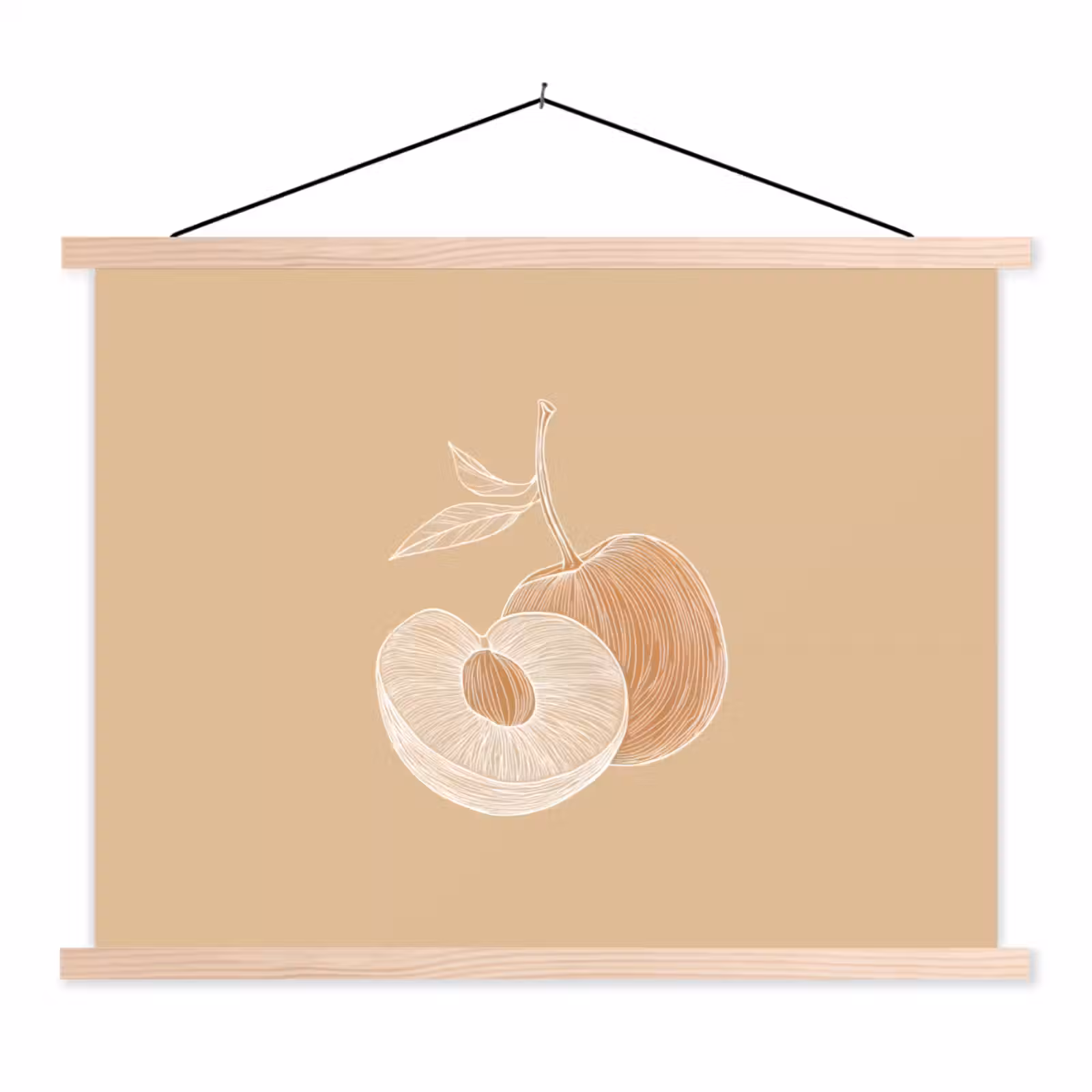 Schoolplaat - Perzik - Lijntekening - Pit - Beige — 1