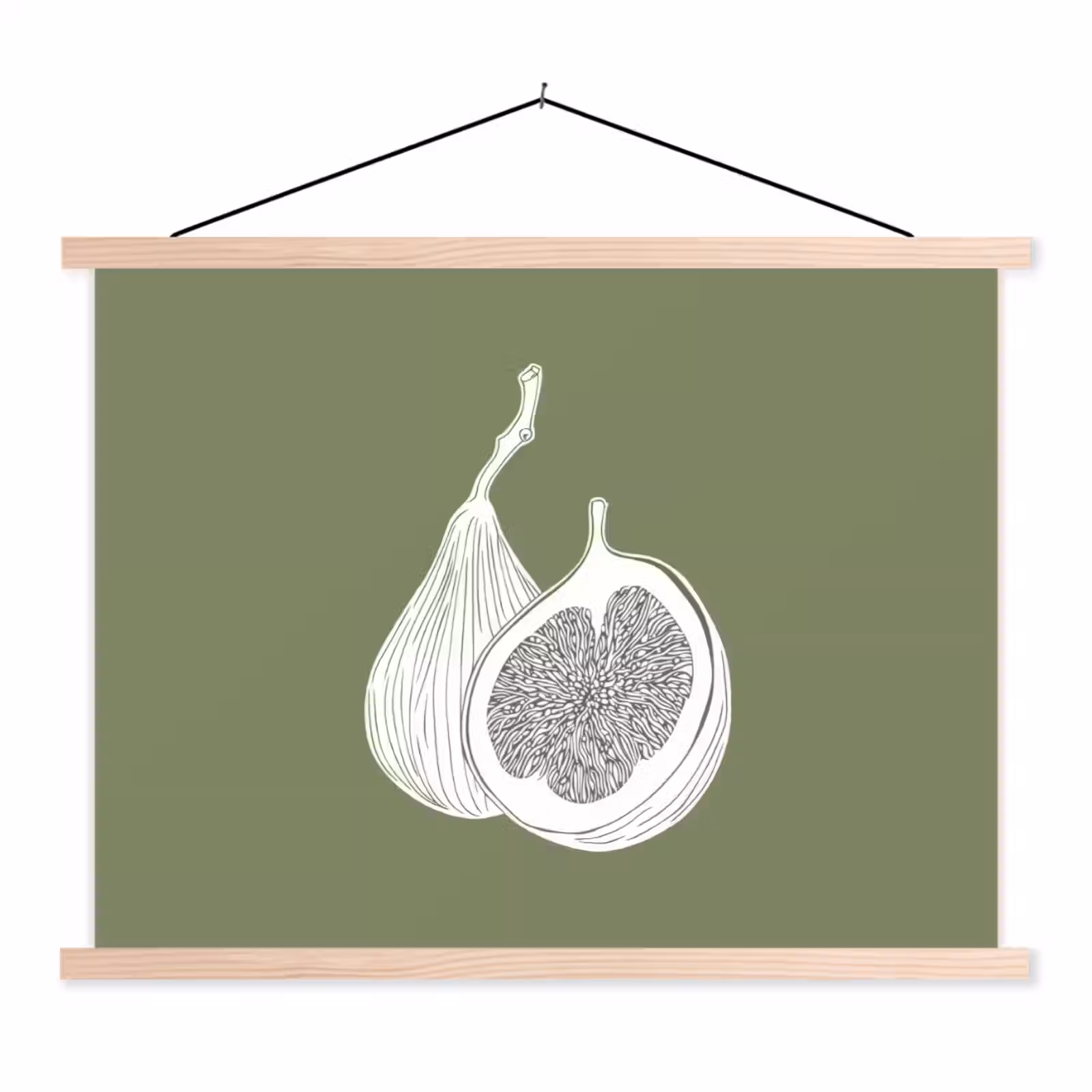 Schoolplaat - Vijgen - Minimalistisch - Getekend - Mosgroen — 1