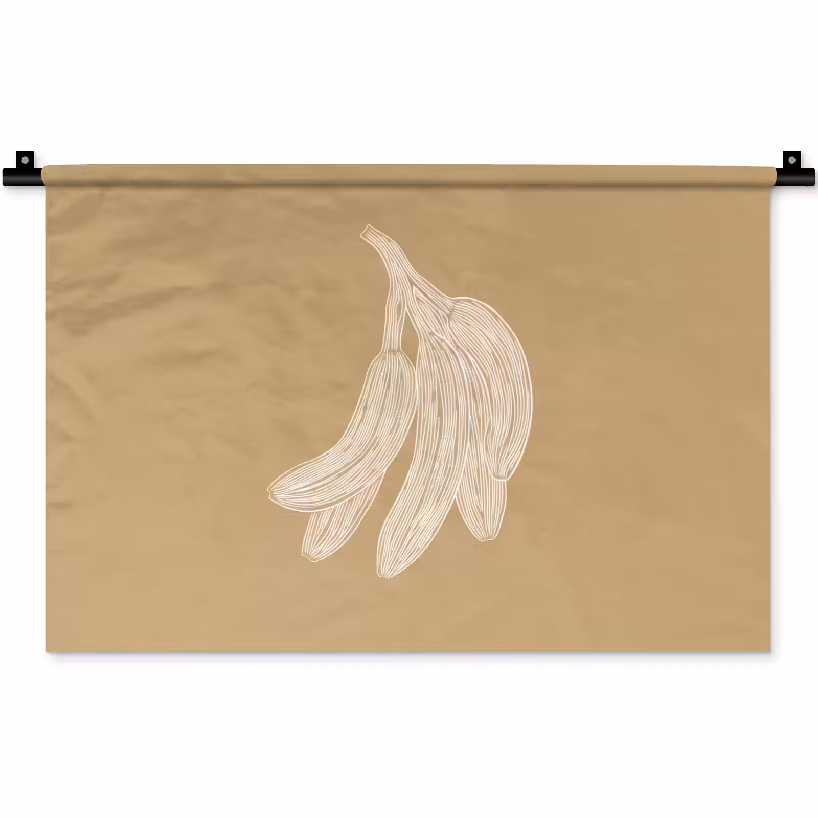 Wandkleed - Bananen - Beige - Lijntekening - Minimalistisch — 1