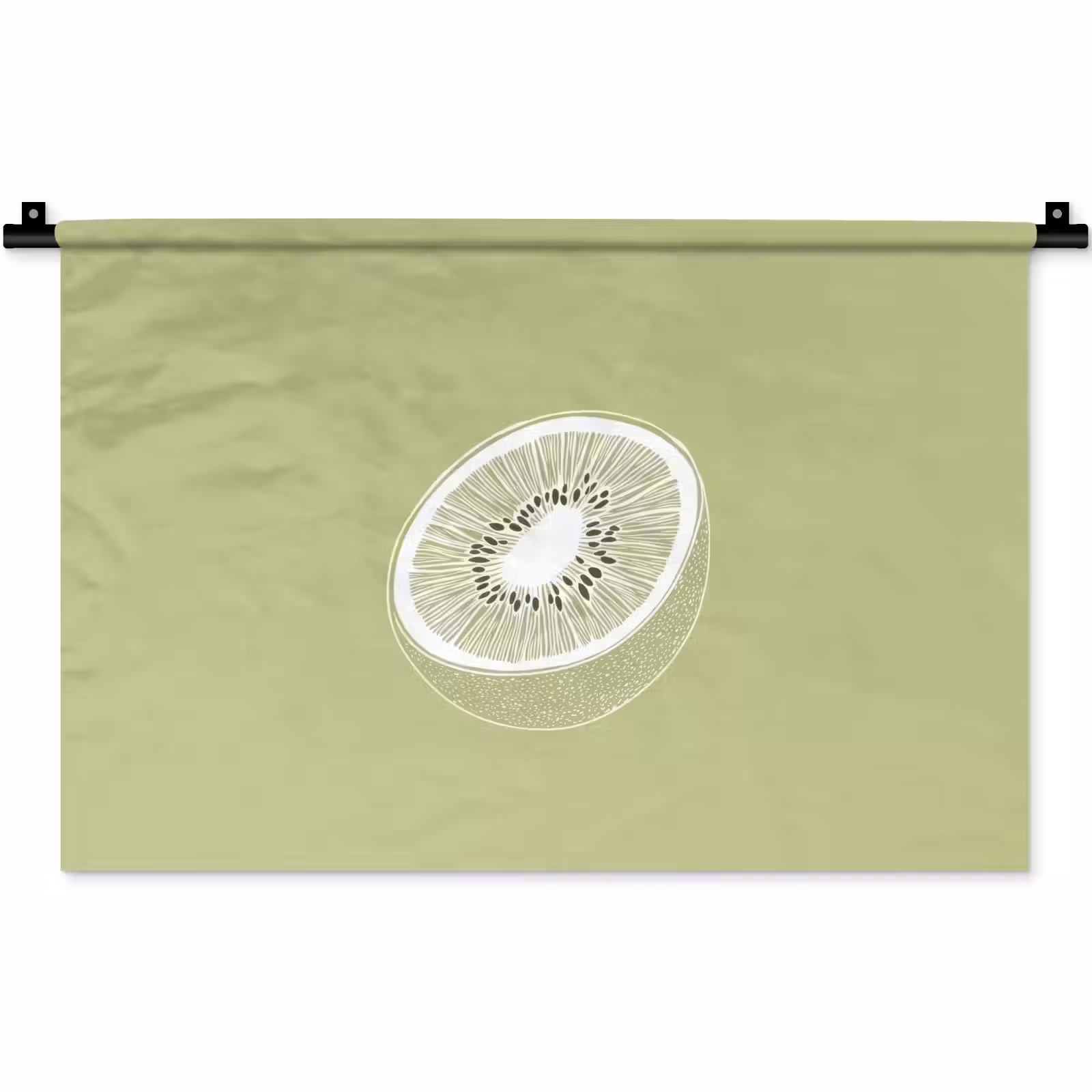 Wandkleed - Kiwi - Lijntekening - Minimalistisch - Groen — 1