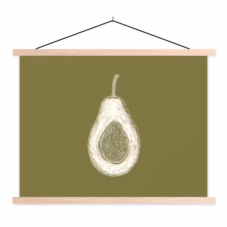Schoolplaat - Avocado - Minimalistisch - Illustratie - Groen — 1