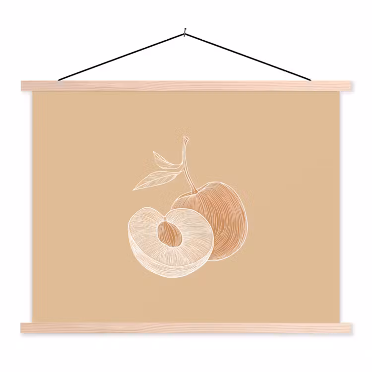 Schoolplaat - Perzik - Lijntekening - Pit - Beige — 1