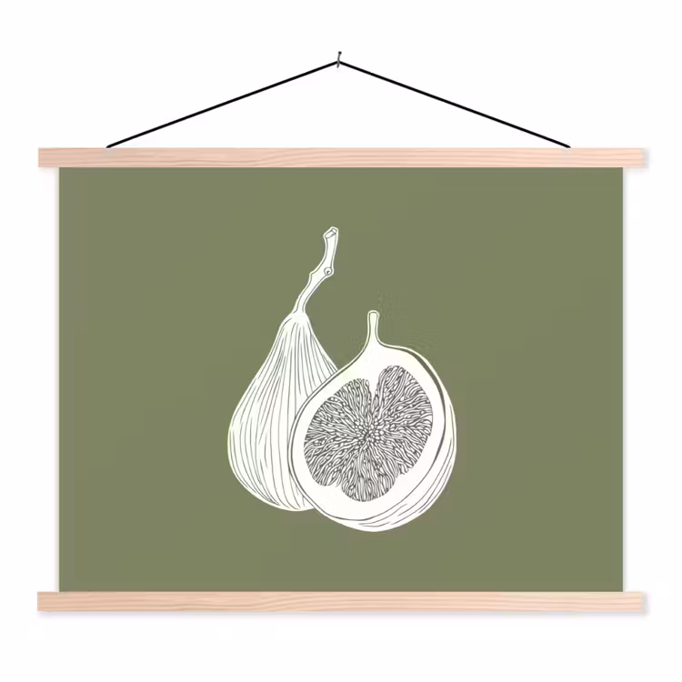 Schoolplaat - Vijgen - Minimalistisch - Getekend - Mosgroen — 1