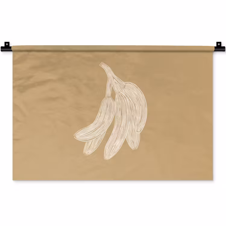 Wandkleed - Bananen - Beige - Lijntekening - Minimalistisch — 1