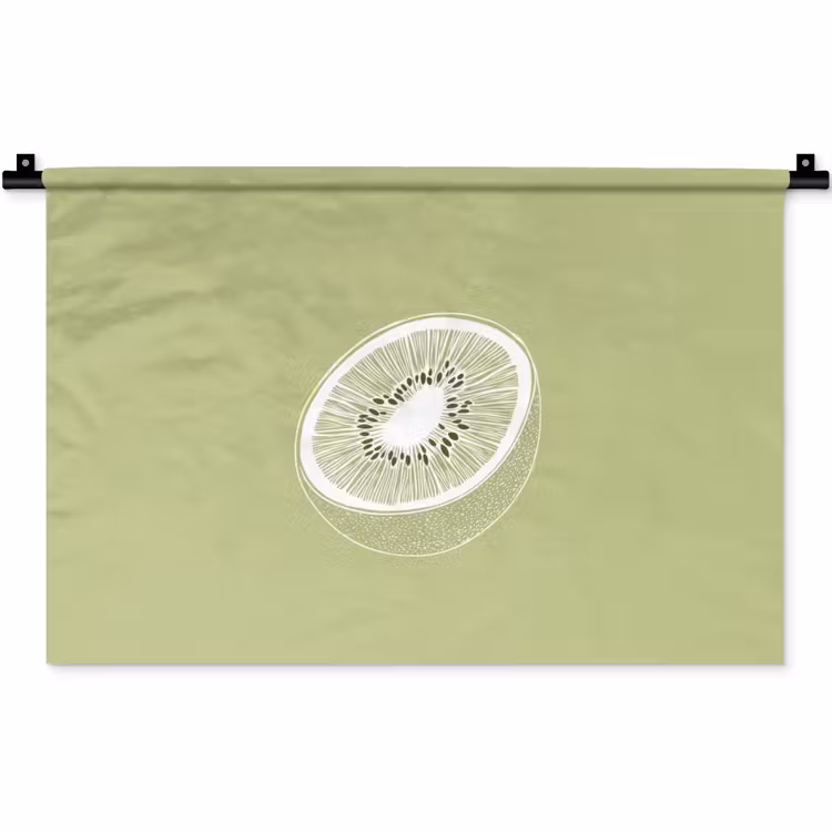 Wandkleed - Kiwi - Lijntekening - Minimalistisch - Groen — 1