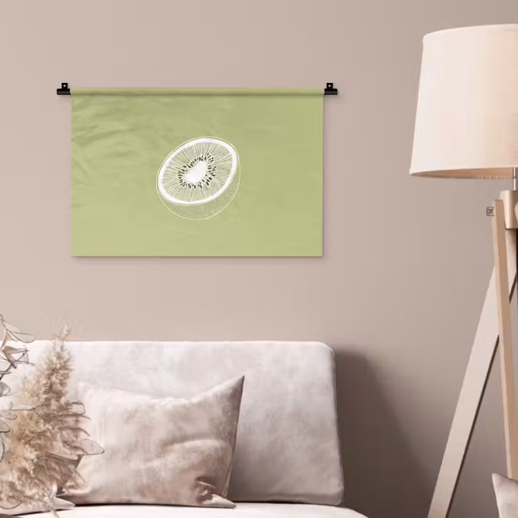 Wandkleed - Kiwi - Lijntekening - Minimalistisch - Groen — 2