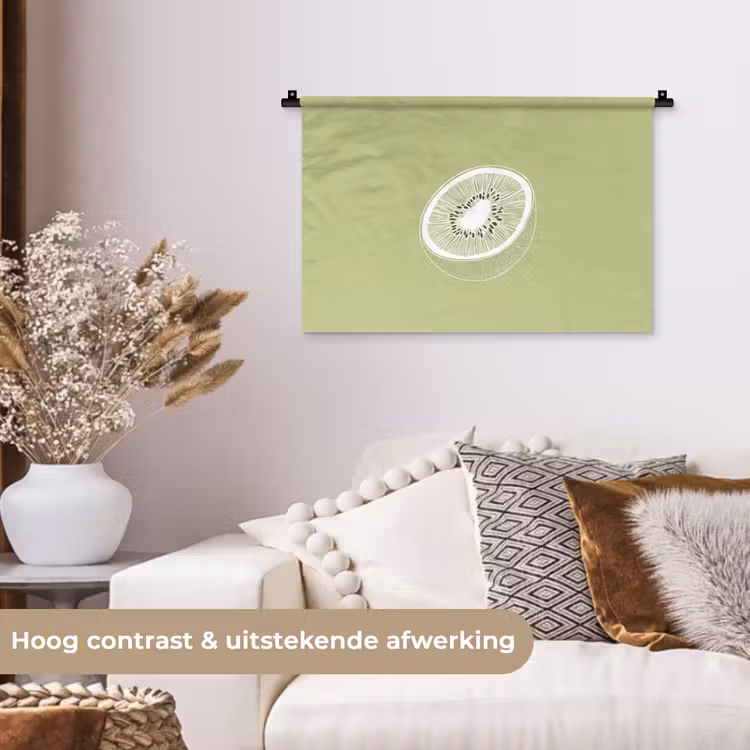 Wandkleed - Kiwi - Lijntekening - Minimalistisch - Groen — 4