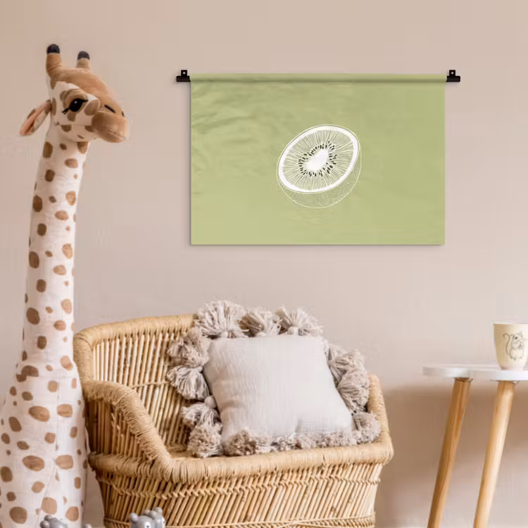 Wandkleed - Kiwi - Lijntekening - Minimalistisch - Groen — 5