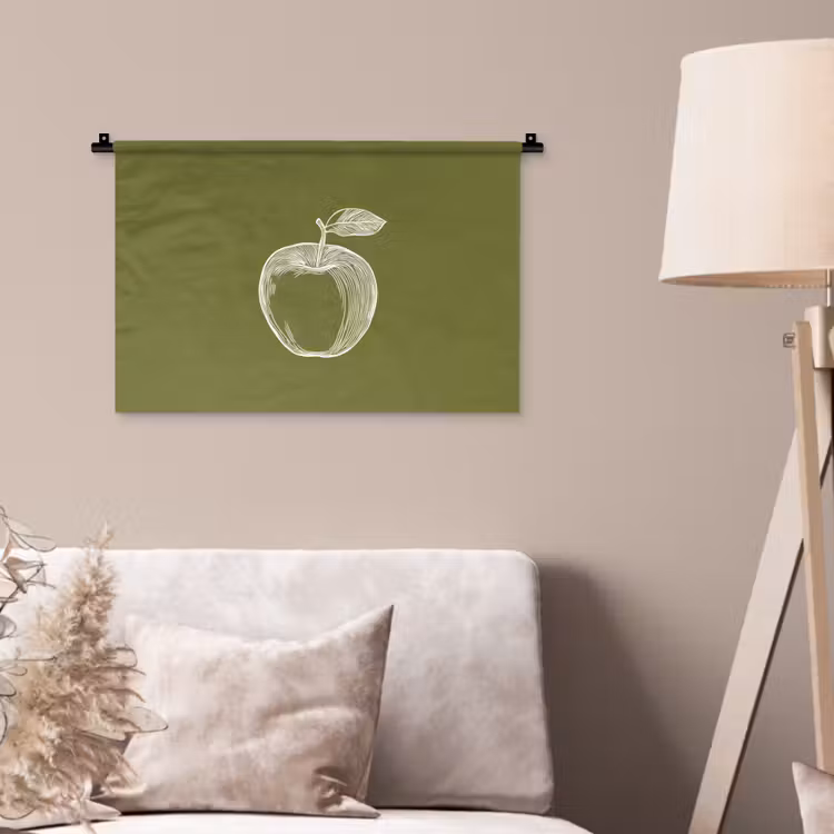 Wandkleed - Lijntekening - Appel - Olijfgroen - Blaadje — 2