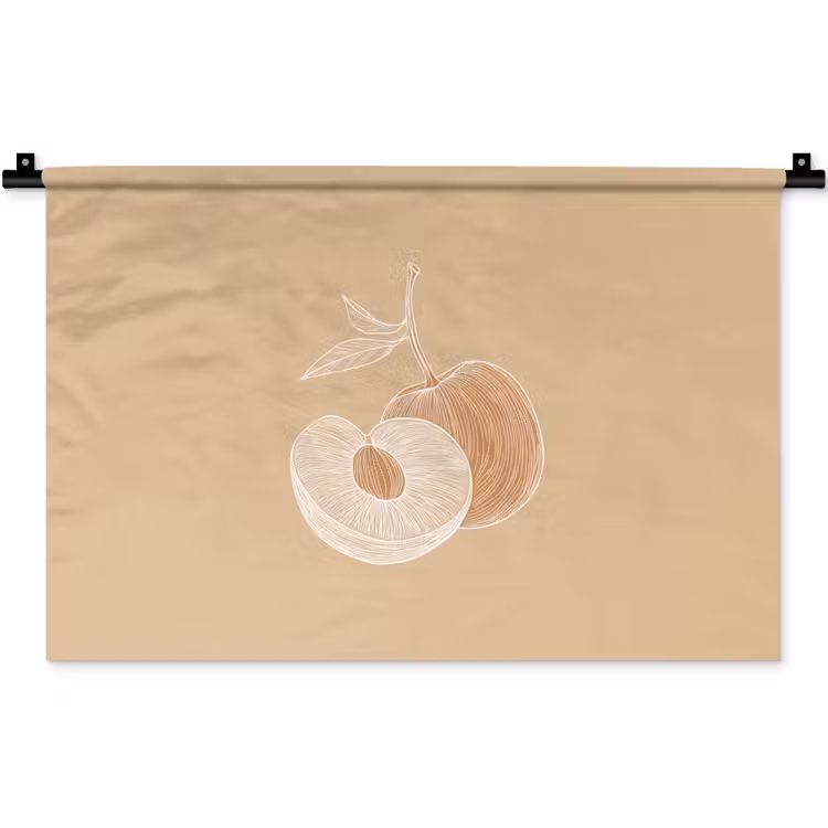 Wandkleed - Perzik - Lijntekening - Pit - Beige — 1