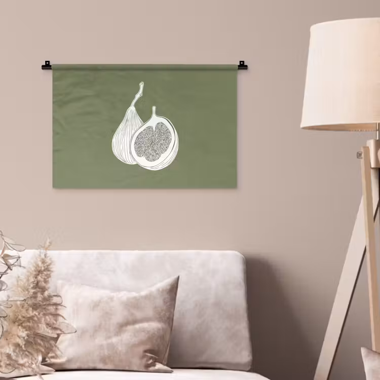 Wandkleed - Vijgen - Minimalistisch - Getekend - Mosgroen — 2