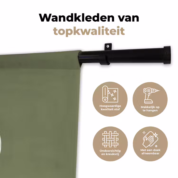 Wandkleed - Vijgen - Minimalistisch - Getekend - Mosgroen — 3