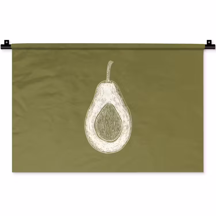 Wandkleed - Avocado - Minimalistisch - Illustratie - Groen — 1