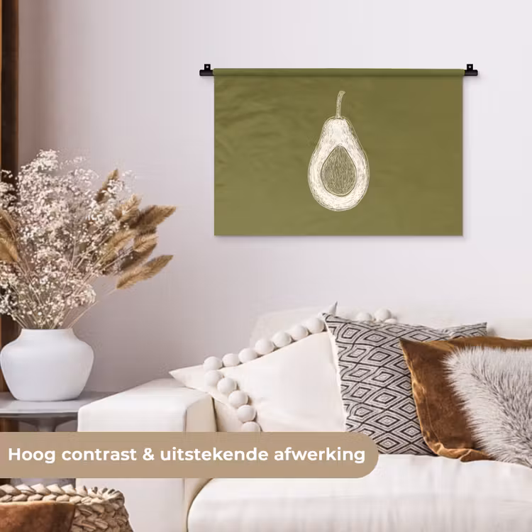 Wandkleed - Avocado - Minimalistisch - Illustratie - Groen — 4