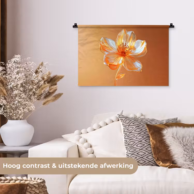 Wandkleed - Glazen - Bloem - Oranje — 4