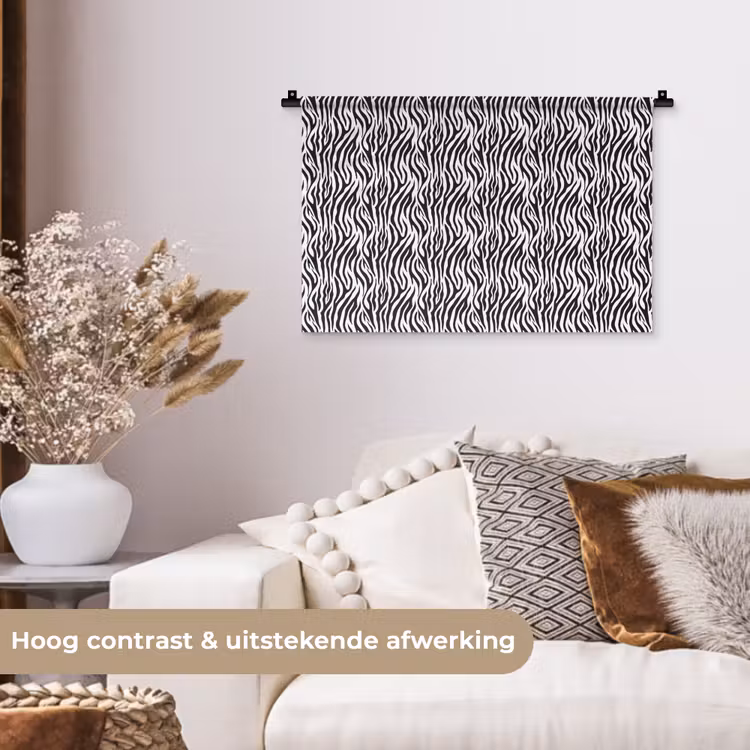 Wandkleed - Zwart - Wit - Zebra - Patroon — 4