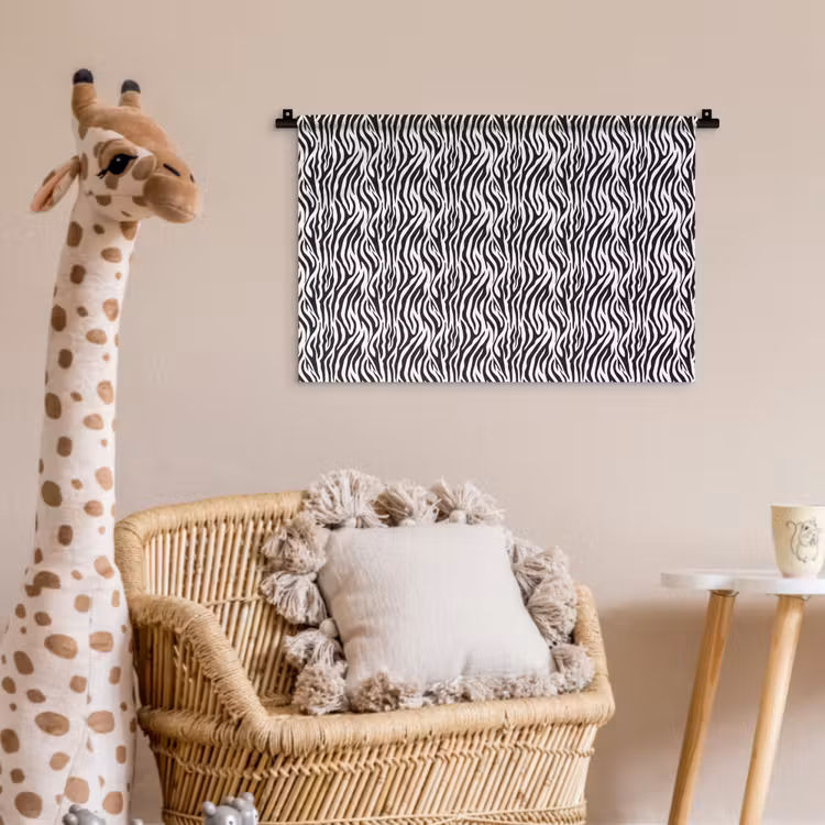 Wandkleed - Zwart - Wit - Zebra - Patroon — 5