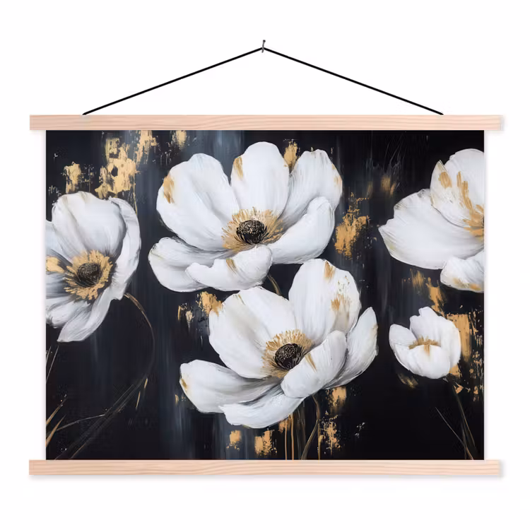 Schoolplaat -  Bloemen - Wit - Abstract — 1