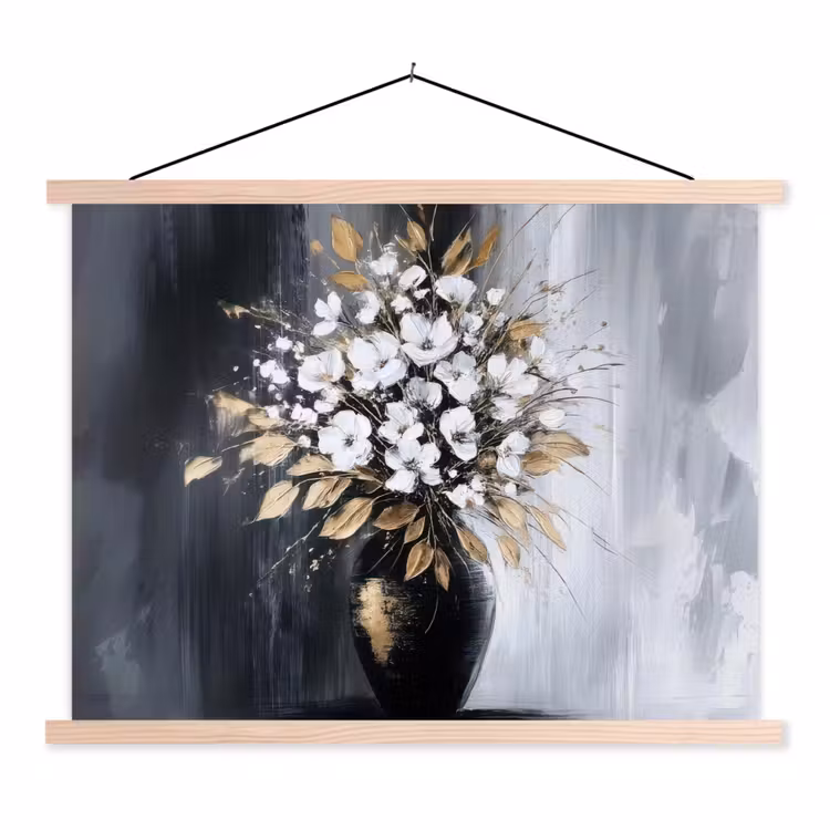Schoolplaat - Bloemen - Wit - Vaas - Abstract — 1