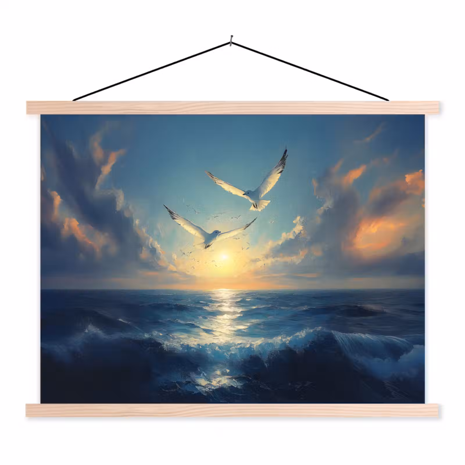 Schoolplaat - Meeuwen - Zee - Wolken -Blauw — 1