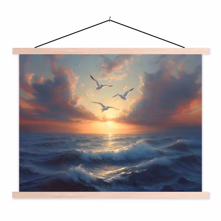 Schoolplaat - Meeuwen - Zonsondergang - Zee - Wolken — 1