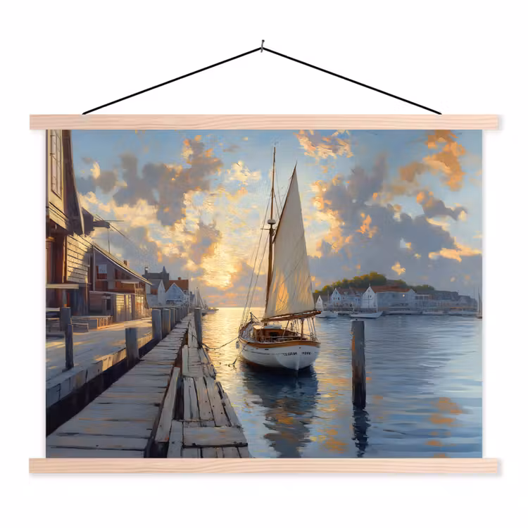 Schoolplaat - Zeilboot - Zon - Pier - Hout — 1