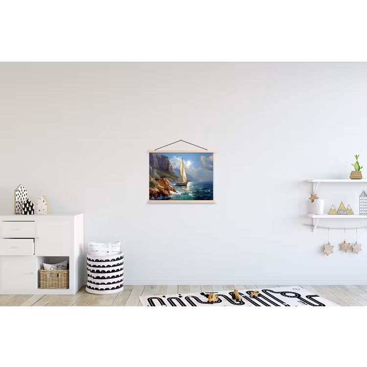 Schoolplaat -  Zeilschip - Zee - Rotsen - Wolken — 3