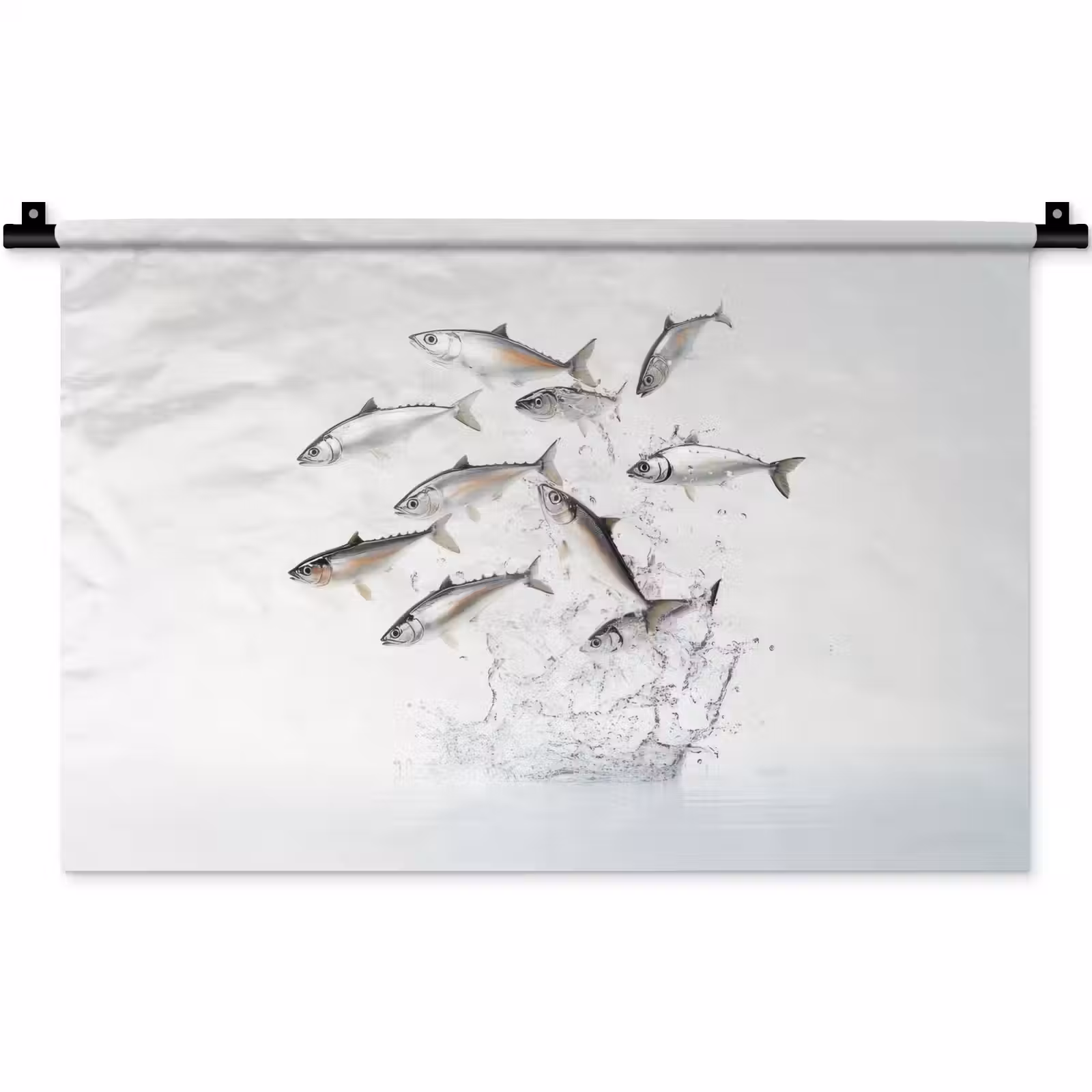 Wandkleed - Vissen - Water - Wit — 1