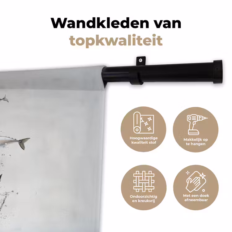 Wandkleed - Vissen - Water - Wit — 3