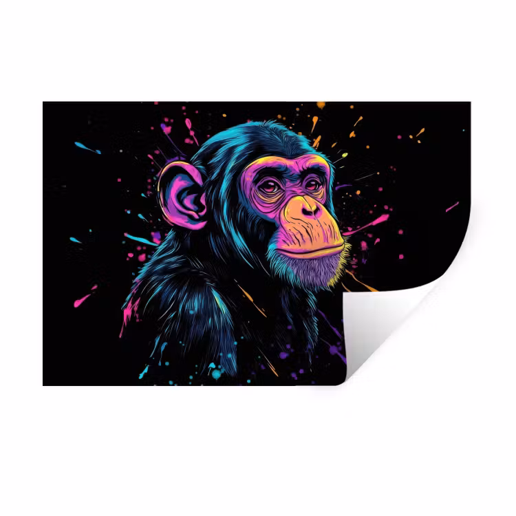 Muursticker - Aap - Verf - Neon - Kleur — 1