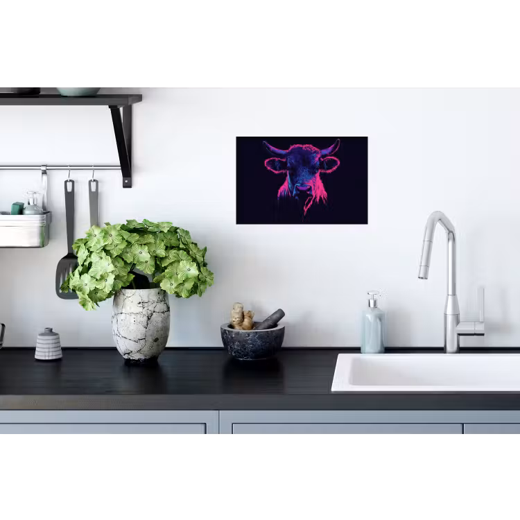 Muursticker - Stier - Neon - Zwart - Kleur — 2