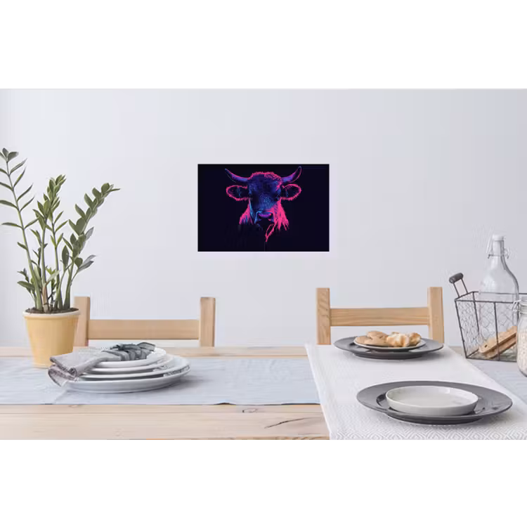 Muursticker - Stier - Neon - Zwart - Kleur — 3