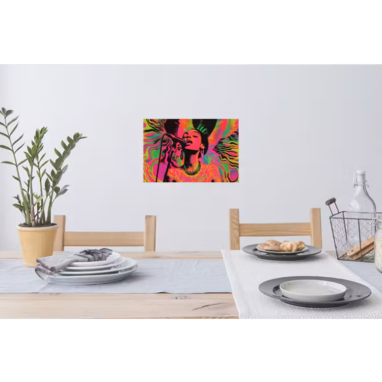 Muursticker - Vrouw - Microfoon - Neon — 3