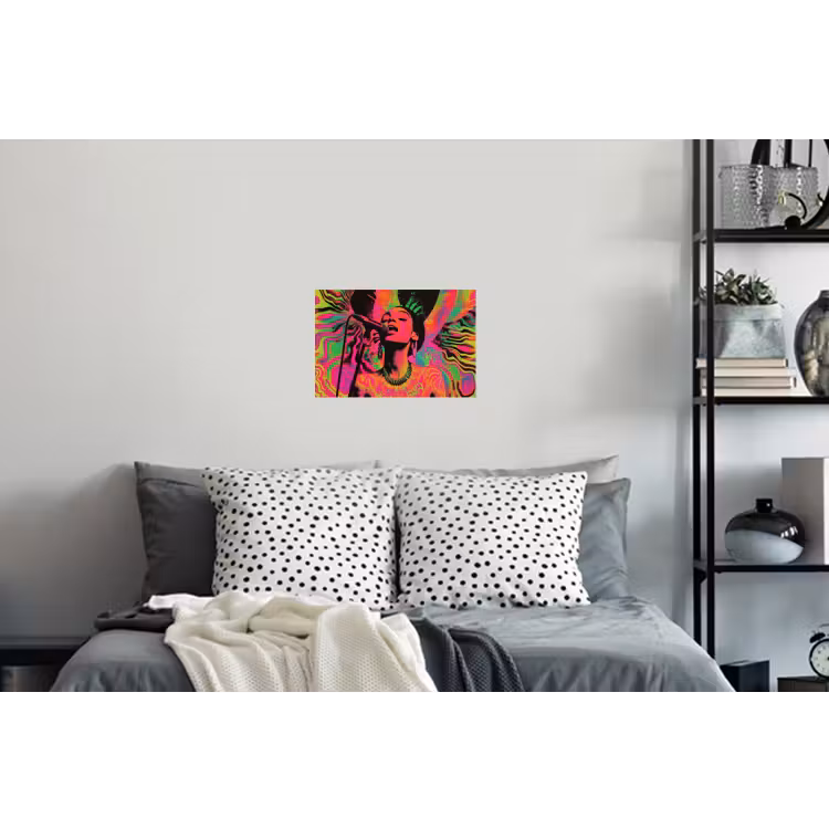 Muursticker - Vrouw - Microfoon - Neon — 5