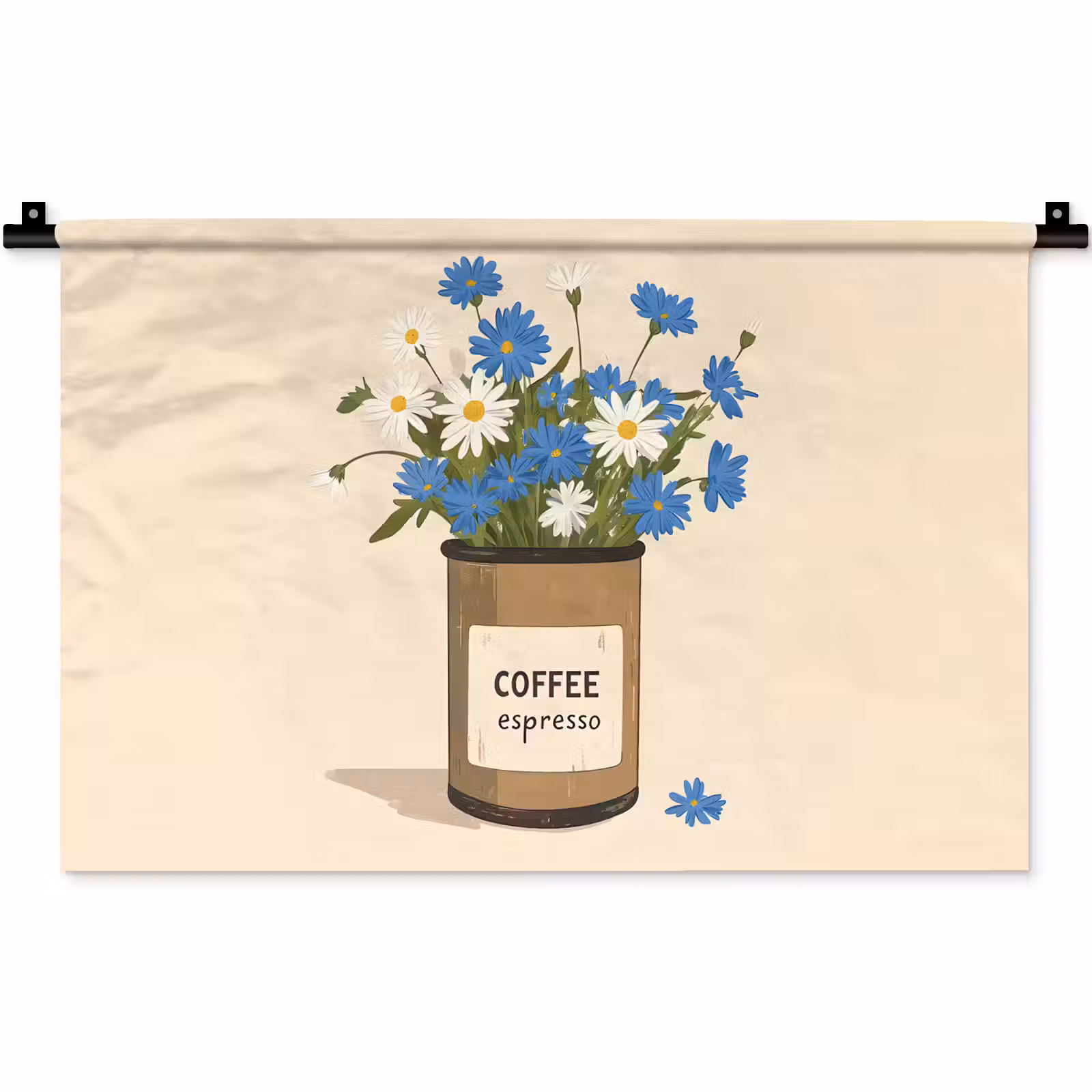 Wandkleed - Coffee - Blik - Minimalistisch - Bloemen — 1