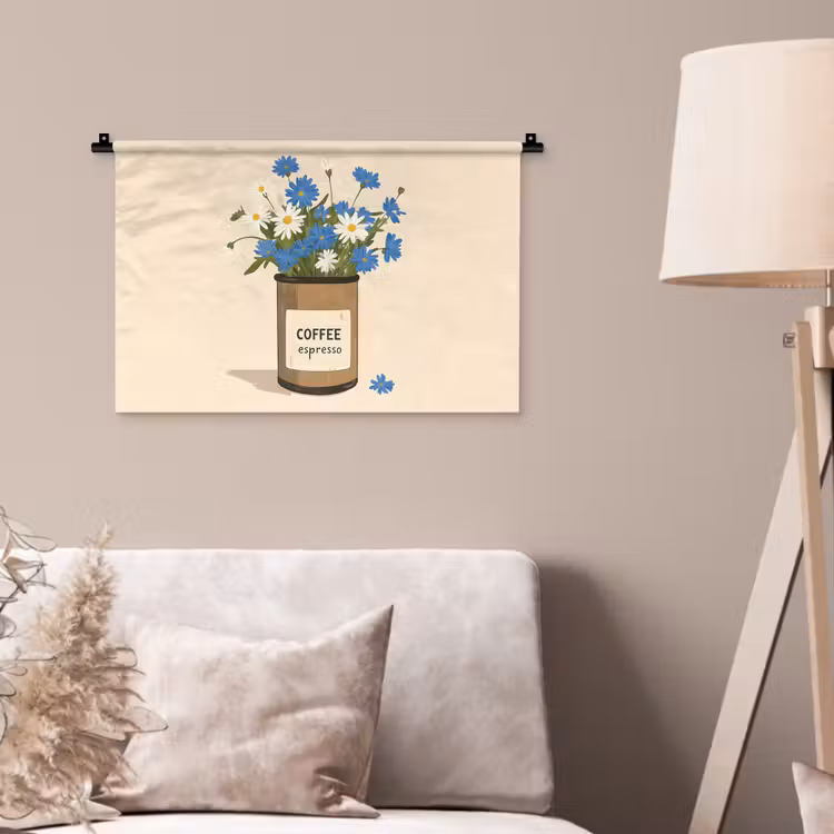 Wandkleed - Coffee - Blik - Minimalistisch - Bloemen — 2