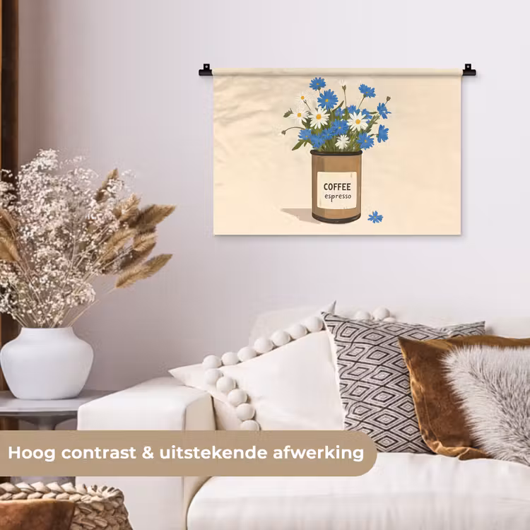 Wandkleed - Coffee - Blik - Minimalistisch - Bloemen — 4