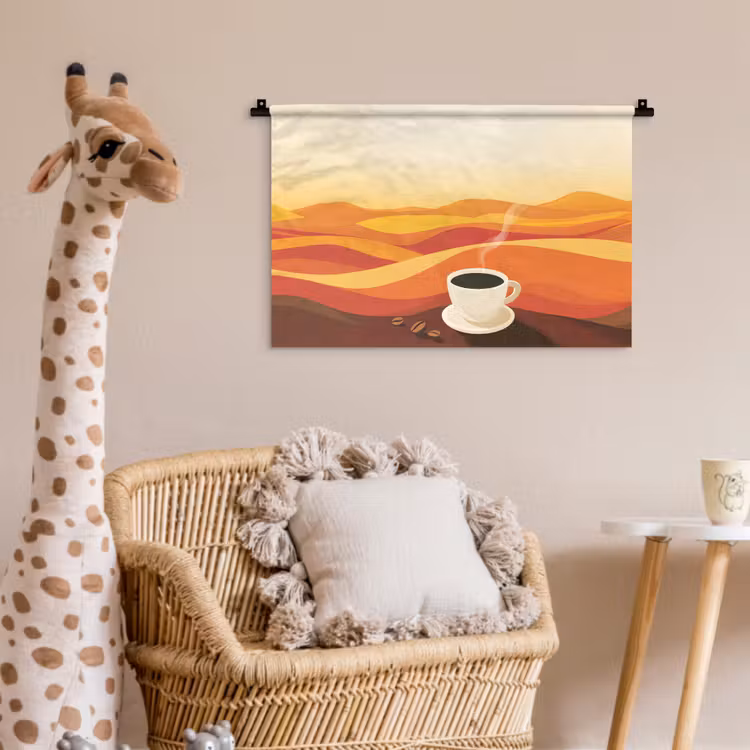 Wandkleed - Koffie - Landschap - Oranje - Koffiebonen — 5
