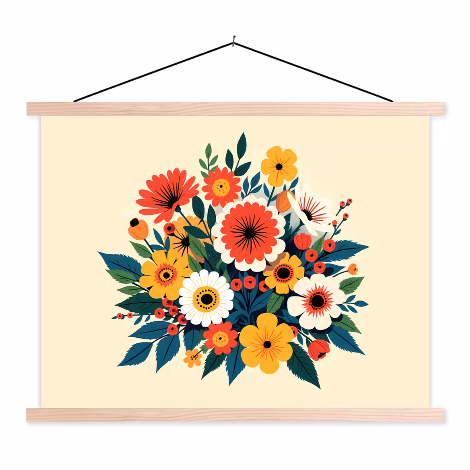 Schoolplaat - Boeket - Bladeren - Illustratie - Kleurrijk — 1