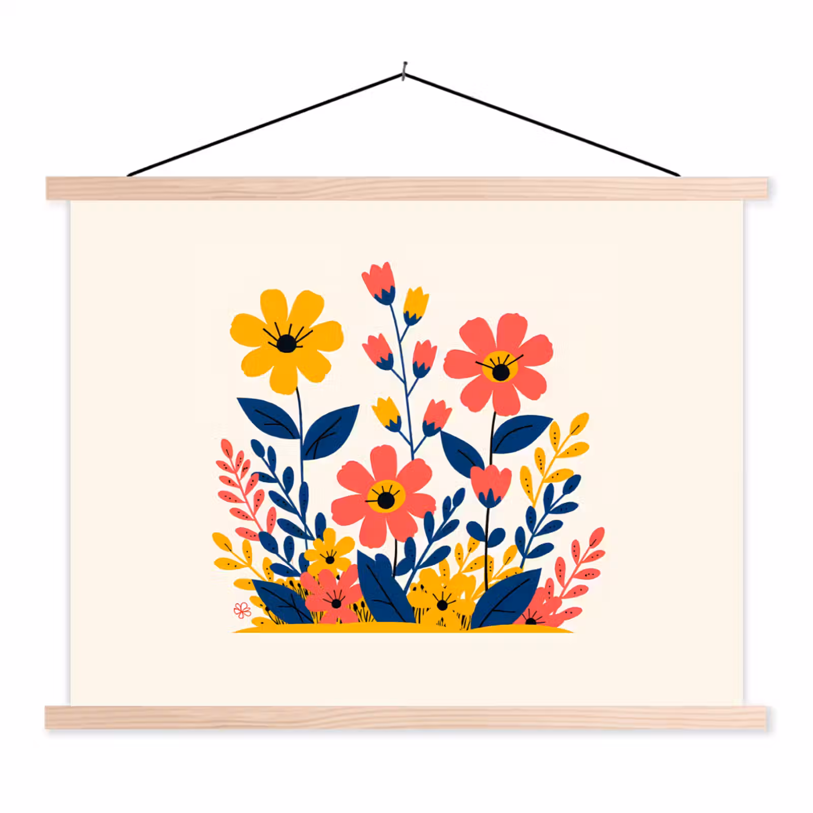 Schoolplaat - Illustratie - Bloemen - Bladeren - Roze — 1