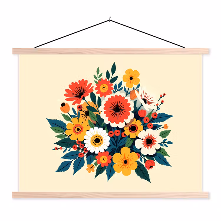 Schoolplaat - Boeket - Bladeren - Illustratie - Kleurrijk — 1