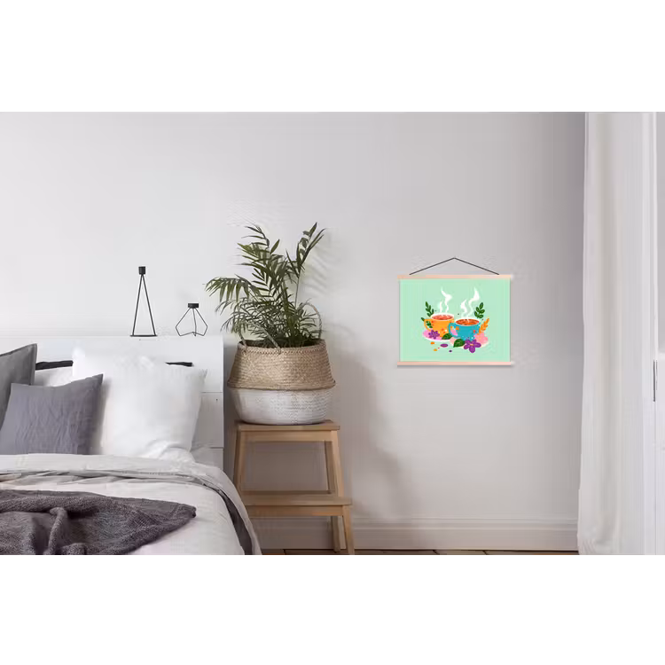 Schoolplaat - Thee - Illustratie - Kopjes - Bloemen — 2
