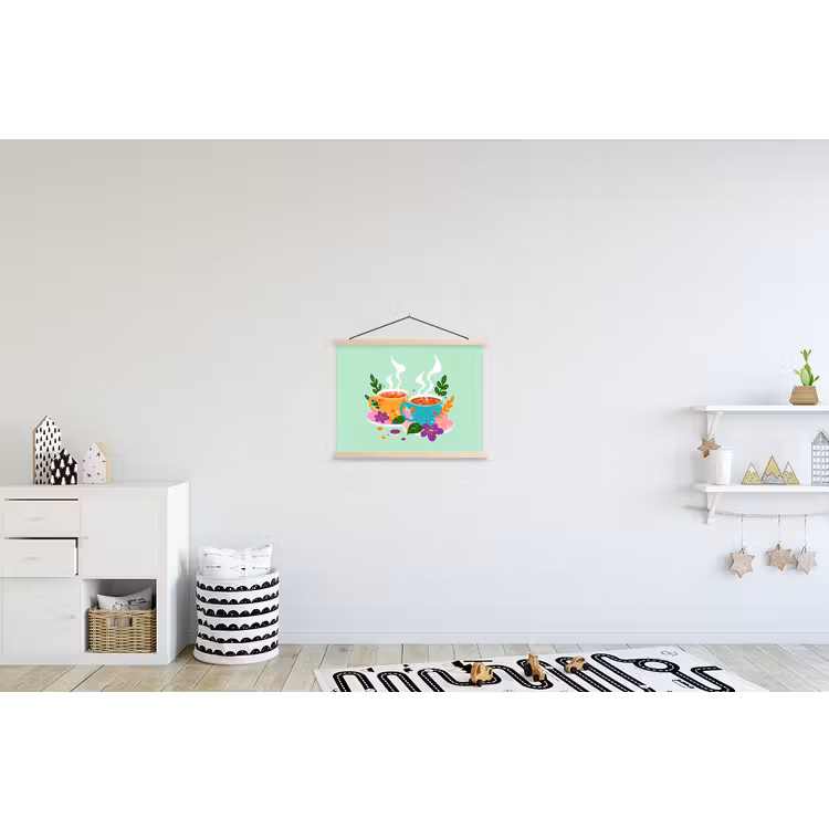 Schoolplaat - Thee - Illustratie - Kopjes - Bloemen — 3