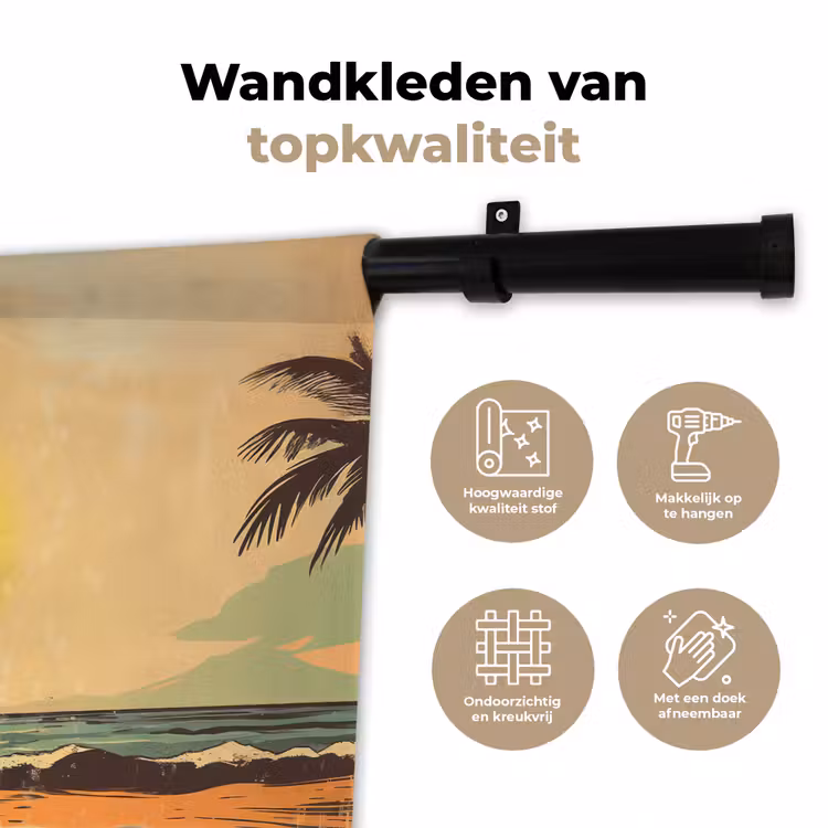Wandkleed - Bierfles - Zonsondergang - Palmbomen - Zee — 3