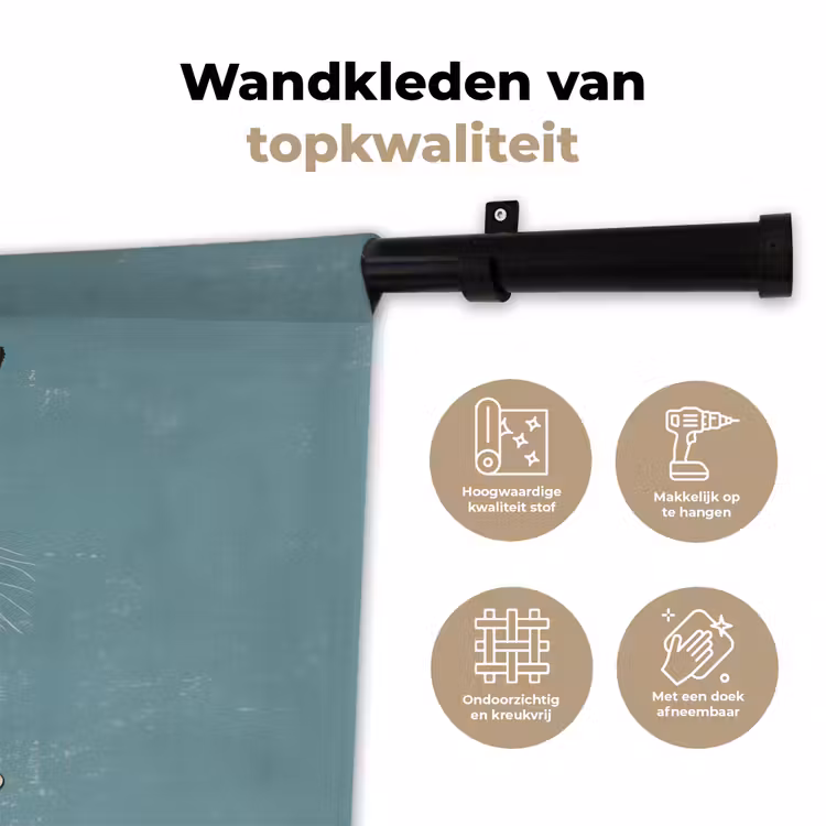 Wandkleed - Kat - Zwart - Koffie - Minimalistisch — 3