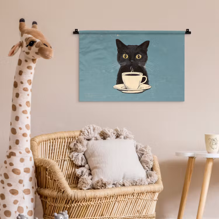 Wandkleed - Kat - Zwart - Koffie - Minimalistisch — 5