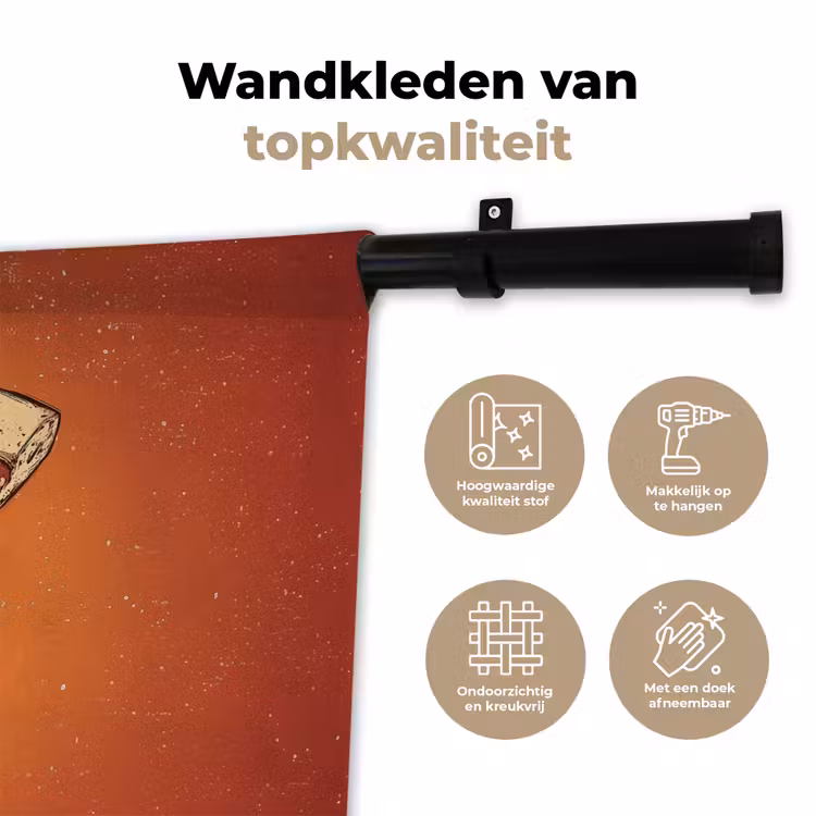 Wandkleed - Pizza - Kaas - Rood - Pepperoni — 3
