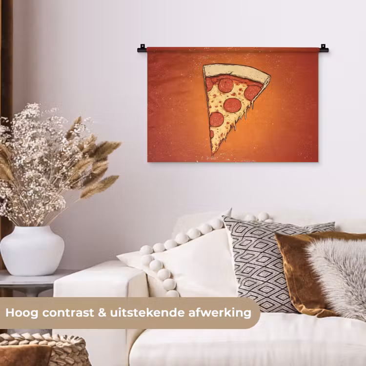 Wandkleed - Pizza - Kaas - Rood - Pepperoni — 4