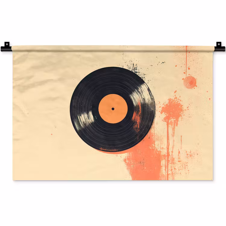 Wandkleed - Vinylplaat - Zwart - Verfspatten - Retro — 1