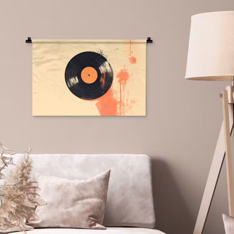 Wandkleed - Vinylplaat - Zwart - Verfspatten - Retro — 2